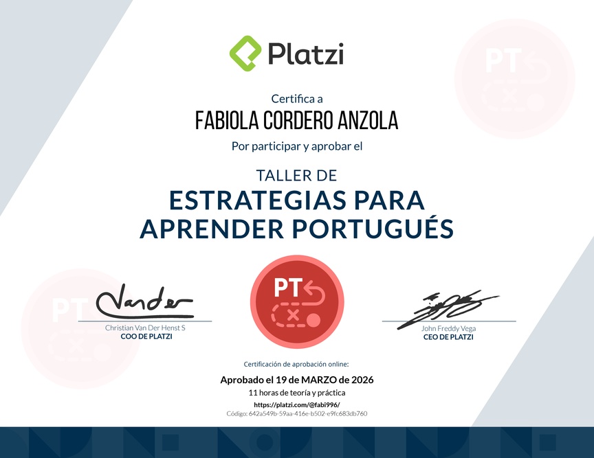 Diploma de Audiotaller de Estrategias para Aprender Portugués