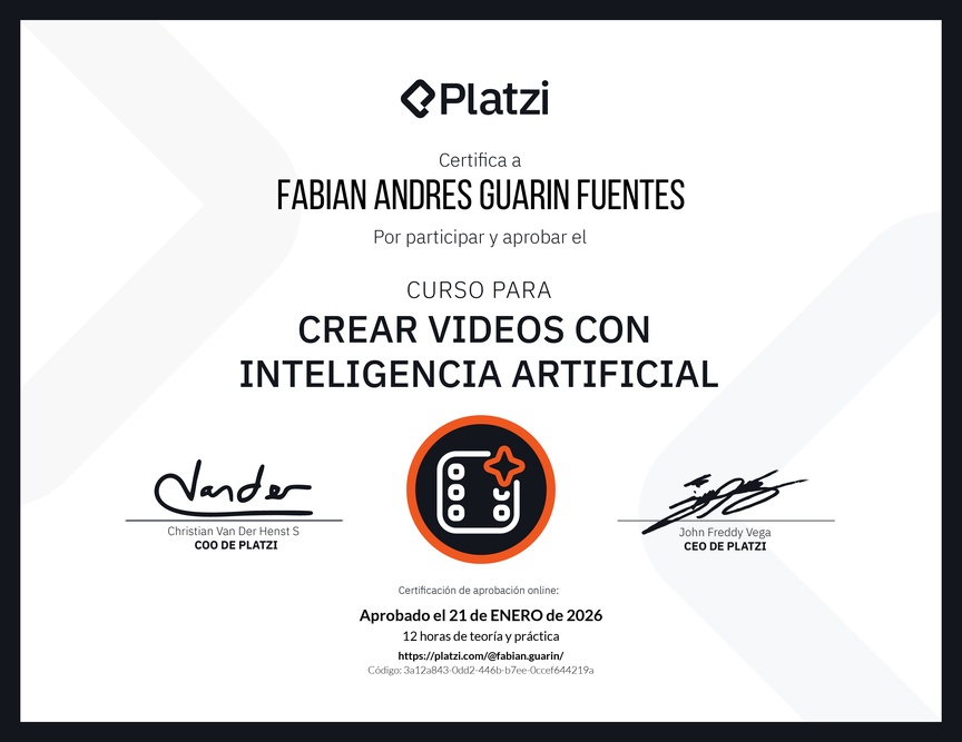 Diploma del Curso para Crear Videos con Inteligencia Artificial
