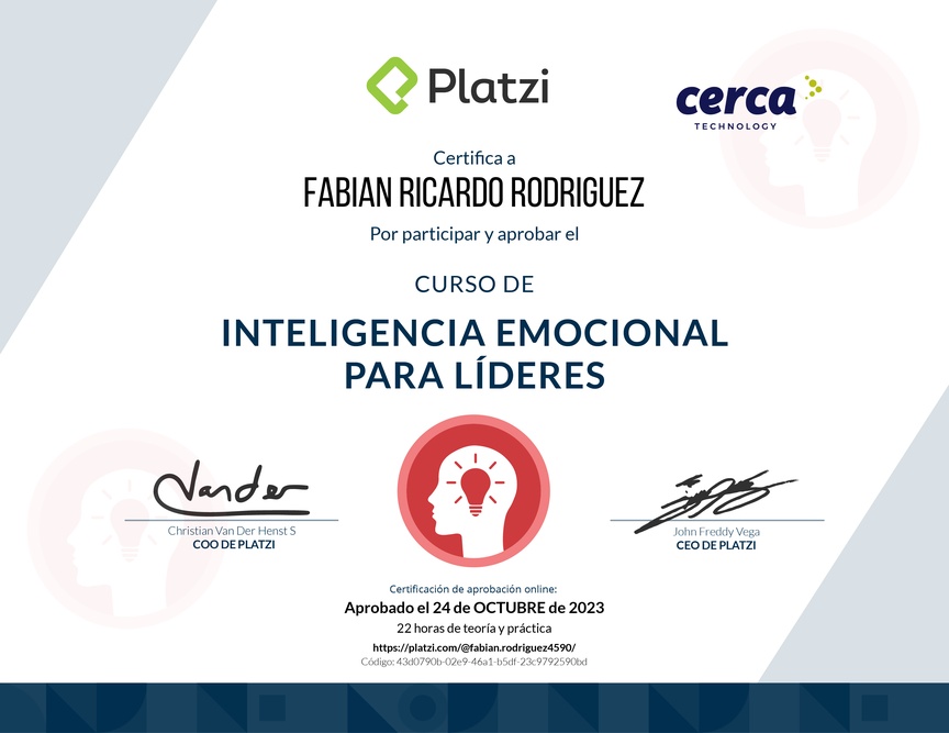 Diploma del Curso de Inteligencia Emocional para Líderes