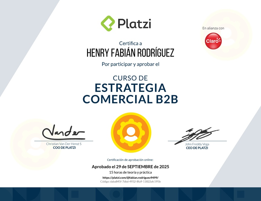 Diploma del Curso de Estrategia Comercial B2B