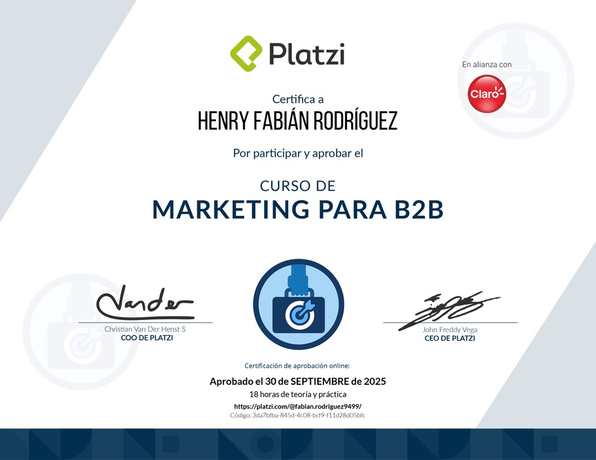 Diploma del Curso de Marketing para B2B