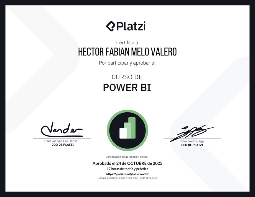 Diploma del Curso de Power BI