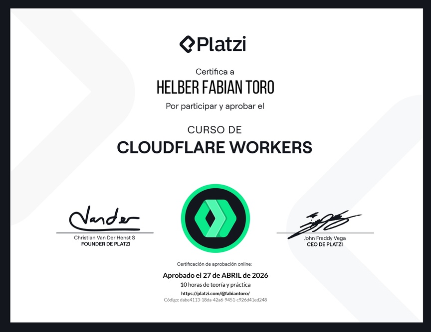 Diploma del Curso de Cloudflare Workers