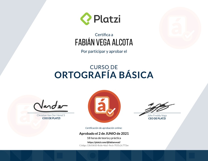 Diploma del Curso de Ortografía Básica