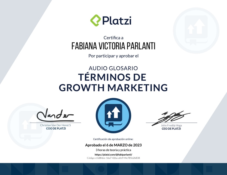 Diploma de Audioglosario: Aprende los Términos Básicos de Growth Marketing