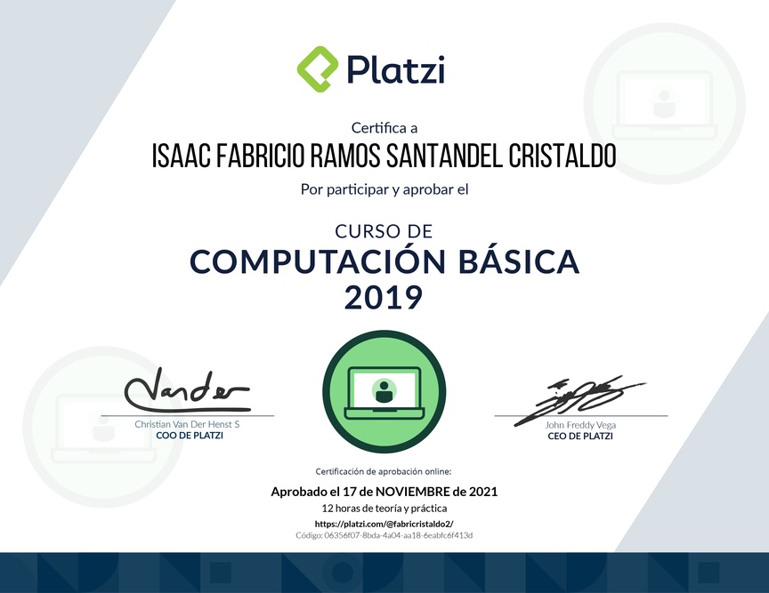 Diploma del Curso de Computación Básica