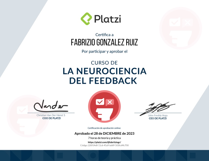 Diploma de Audiocurso sobre la Neurociencia del Feedback