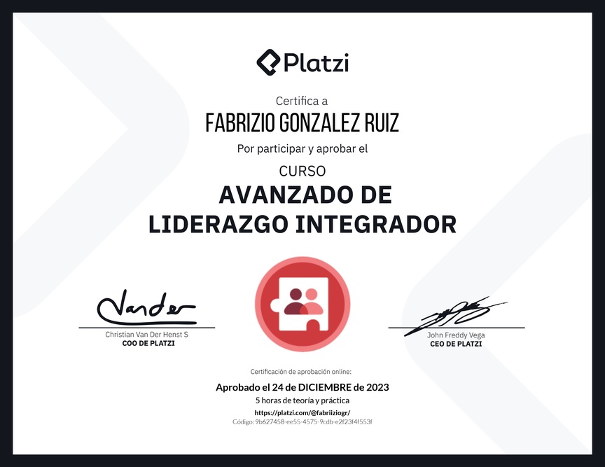 Diploma del Curso Avanzado de Liderazgo: Adapta tu Estilo de Liderazgo