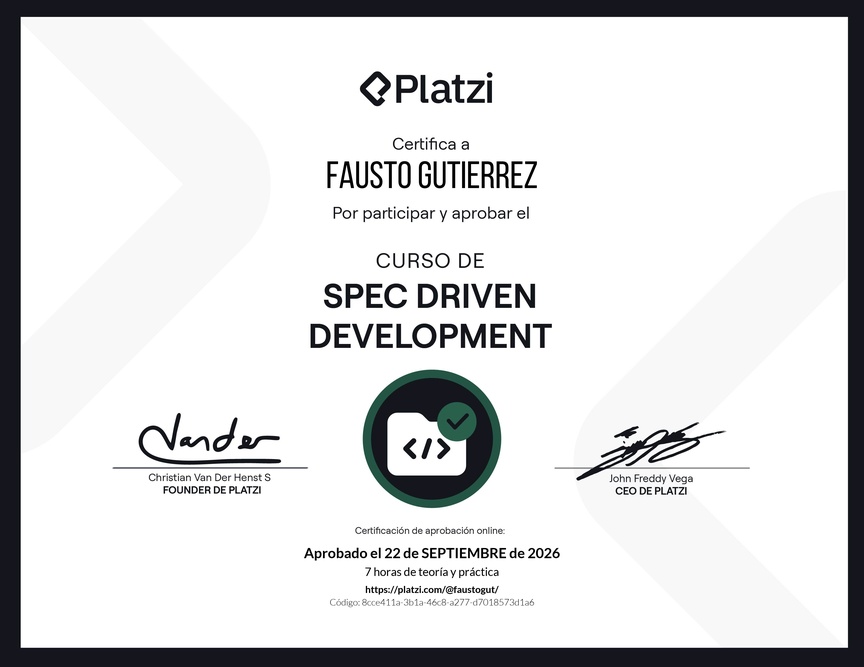 Diploma del Curso de Spec Driven Development