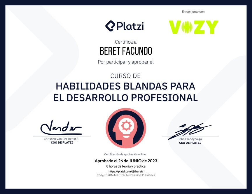 Diploma del Curso de Habilidades Blandas para el Desarrollo Profesional