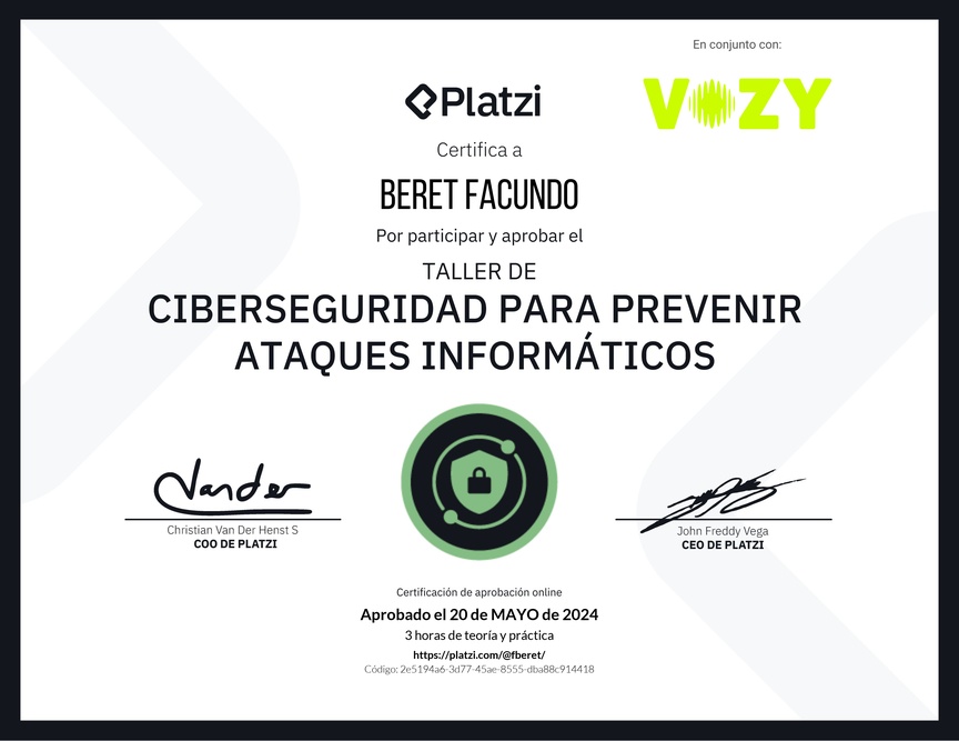 Diploma del Curso de Introducción a Ciberseguridad: Prevención de Ataques Informáticos