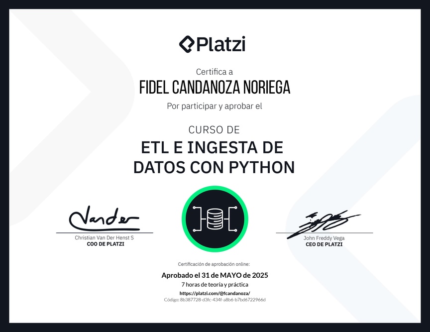 Diploma del Curso de ETL e ingesta de datos con Python
