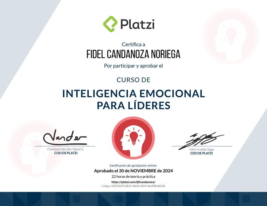 Diploma del Curso de Inteligencia Emocional para Líderes
