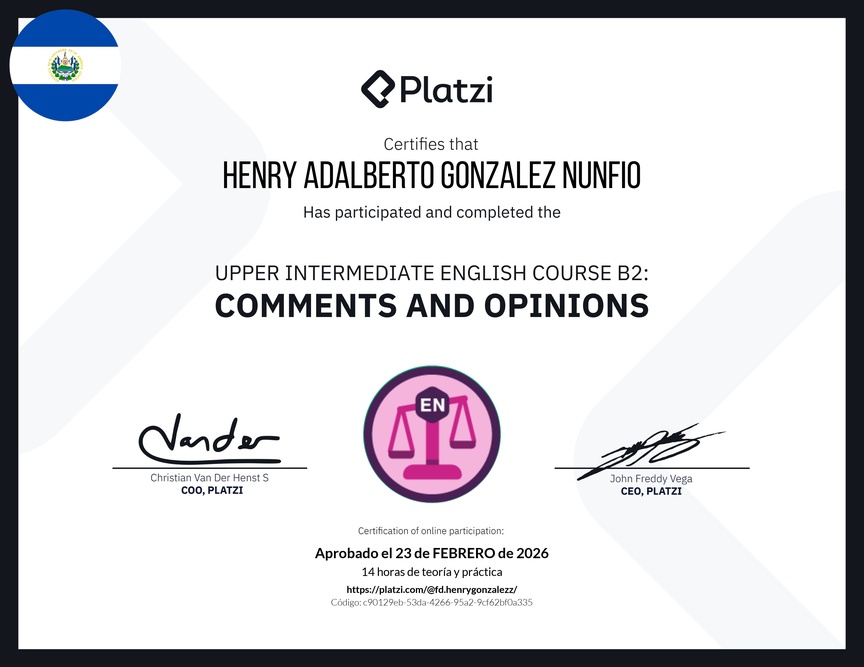 Diploma del Curso de Inglés Intermedio Alto B2: Comentarios y Opiniones
