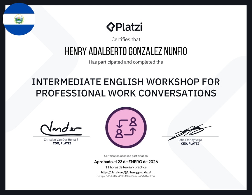 Diploma del Curso de Inglés Práctico para Conversaciones de Trabajo