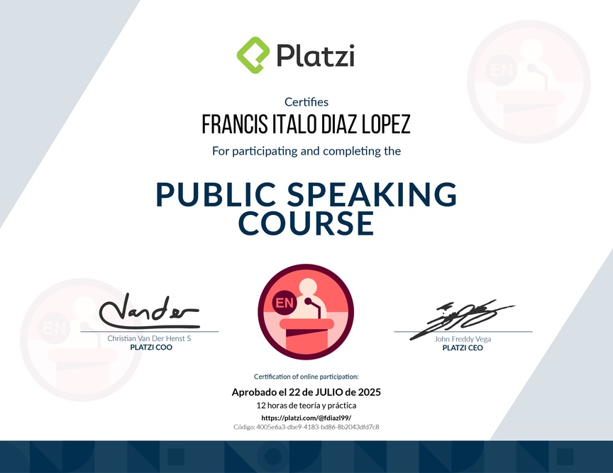 Diploma de Taller de Oratoria