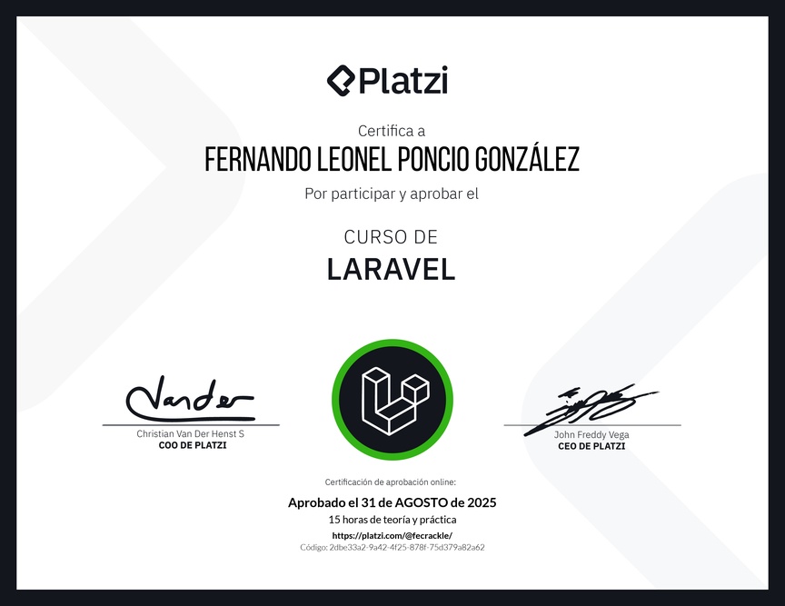 Diploma del Curso de Laravel