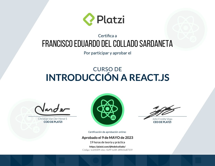 Diploma del Curso de React 17
