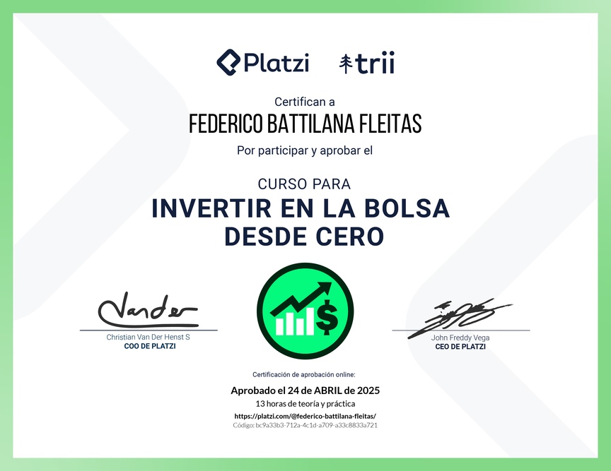 Diploma del Curso de Inversión en la Bolsa