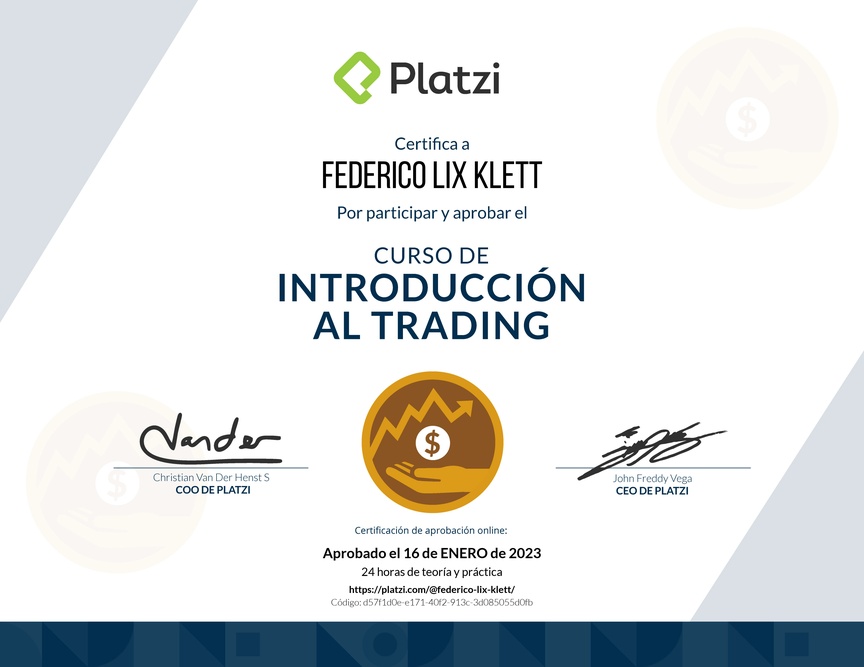 Diploma del Curso de Introducción al Trading