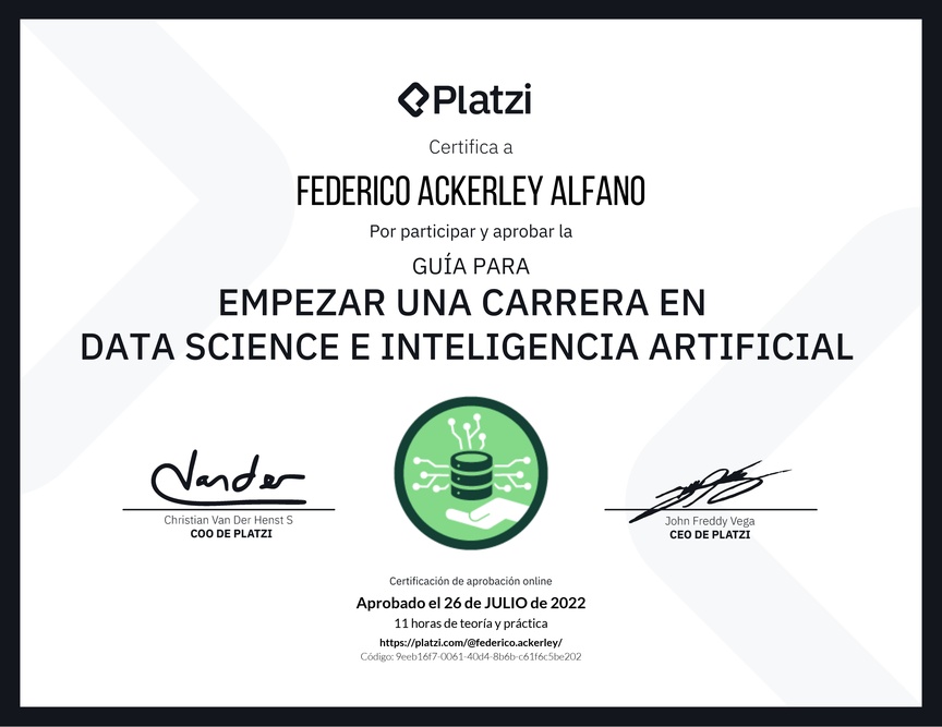 Diploma de Guía para Empezar una Carrera en Data Science e Inteligencia Artificial