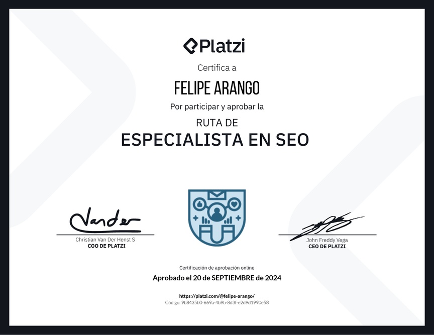 Diploma de la Ruta de Aprendizaje de Especialista en SEO