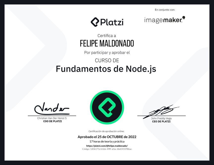 Diploma del Curso de Fundamentos de Node.js
