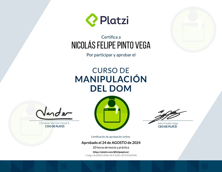 Diploma del Curso de Manipulación del DOM