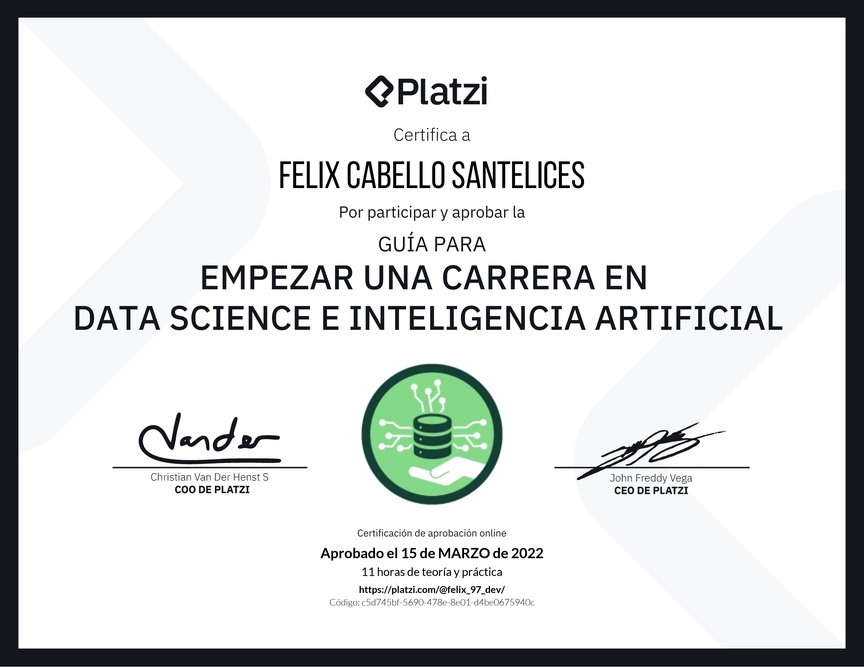 Diploma de Guía para Empezar una Carrera en Data Science e Inteligencia Artificial