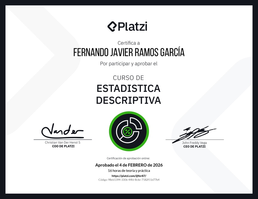 Diploma del Curso de Estadística Descriptiva