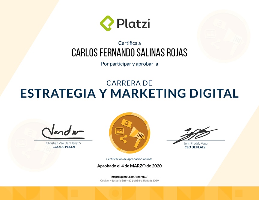 Diploma de la Ruta de Aprendizaje de Marketing Digital y Estrategia Online