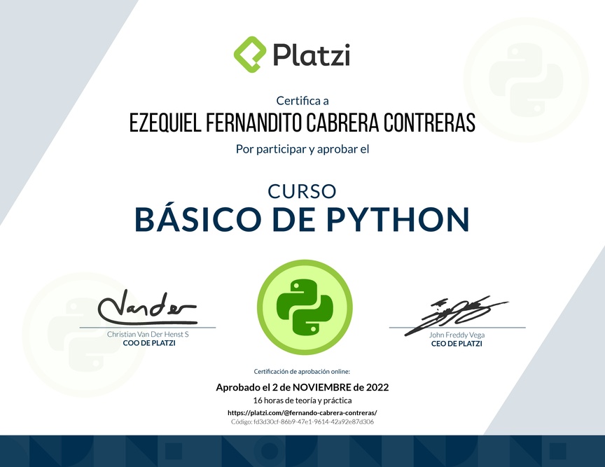 Diploma del Curso Básico de Python