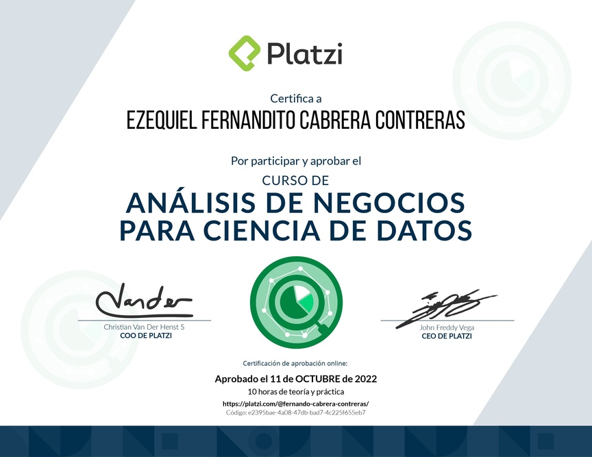 Diploma del Curso de Análisis de Negocios para Ciencia de Datos