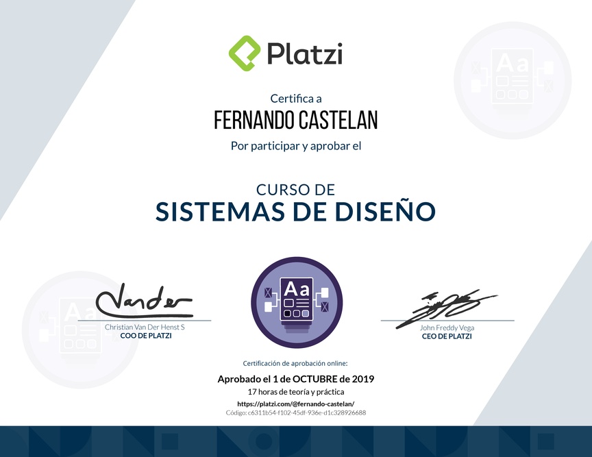 Diploma del Curso de Sistemas de Diseño Efectivos
