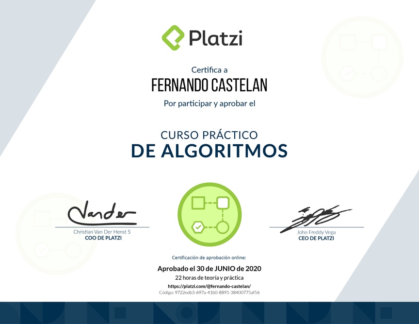 Diploma del Curso Práctico de Estructuras de Datos y Algoritmos