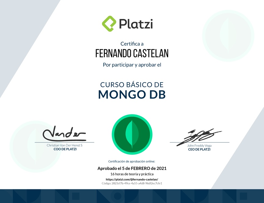 Diploma del Curso Básico de MongoDB