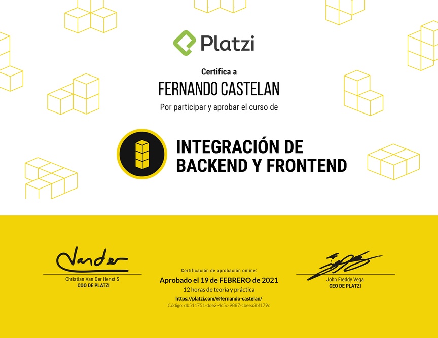 Diploma del Curso de Integración de Backend y Frontend