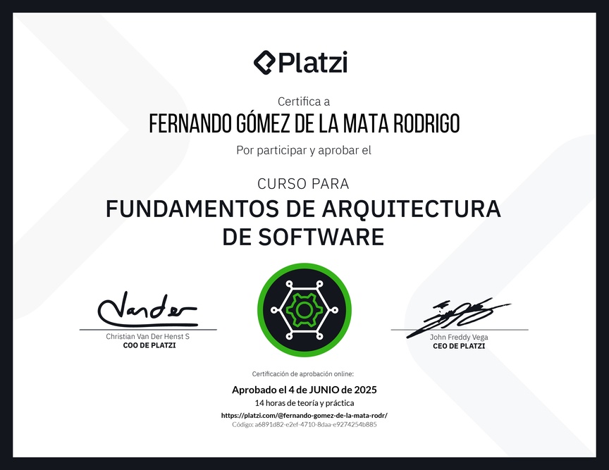 Diploma del Curso de Fundamentos de Arquitectura de Software