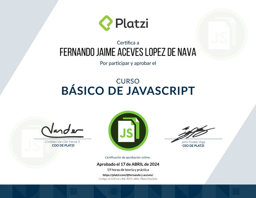 Diploma del Curso Básico de JavaScript