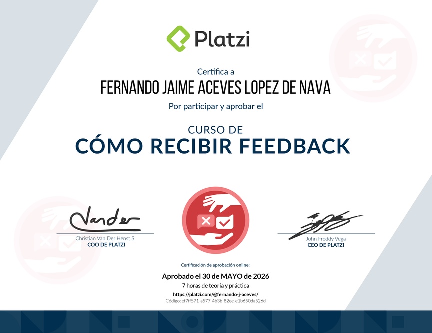 Diploma de Audiocurso de Cómo Recibir Feedback