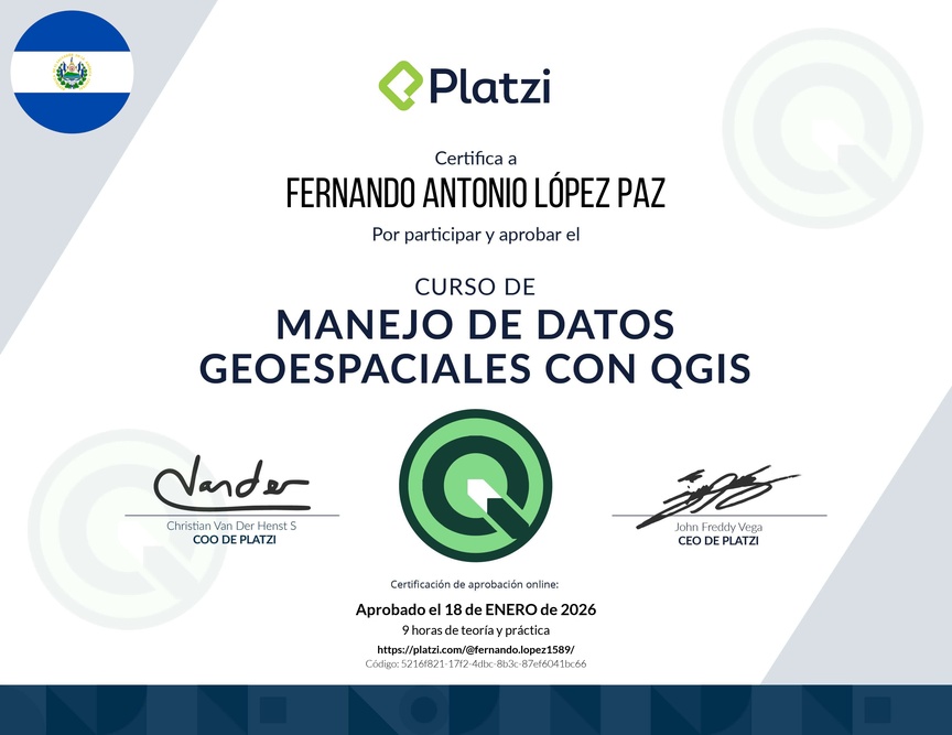 Diploma del Curso de Manejo de Datos Geoespaciales con QGIS