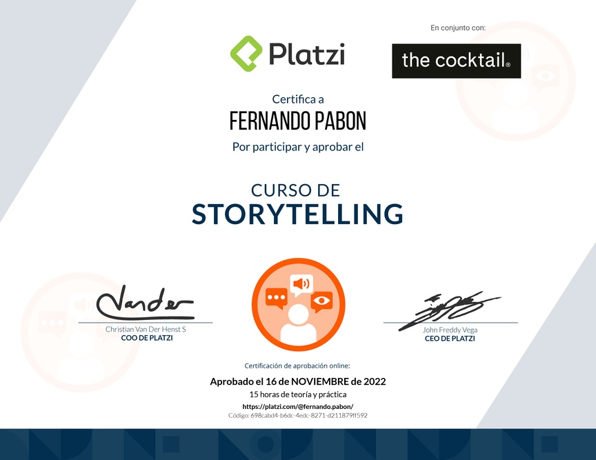 Diploma del Curso de Storytelling