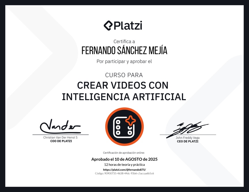 Diploma del Curso para Crear Videos con Inteligencia Artificial
