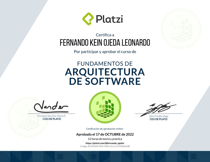 Diploma de Fundamentos de Arquitectura de Software (2018)