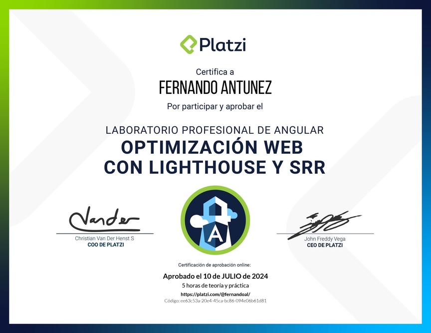 Diploma de Laboratorio de Angular: Optimización Web con Lighthouse y SSR