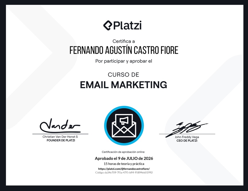 Diploma del Curso de Email Marketing