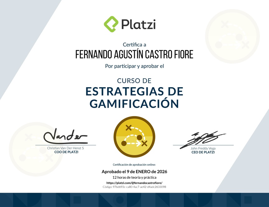 Diploma del Curso de Estrategias de Gamificación
