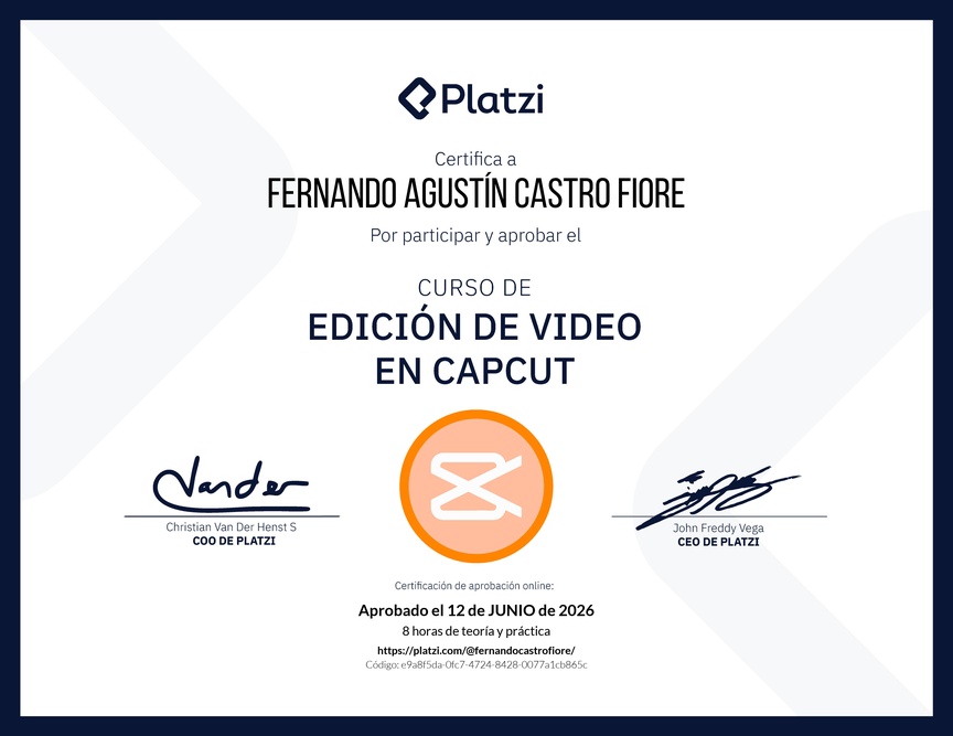 Diploma del Curso de Edición de Video con Capcut