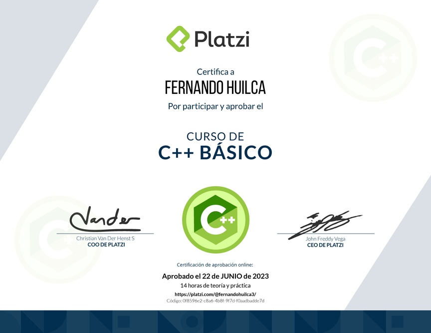 Diploma del Curso de C++ Básico