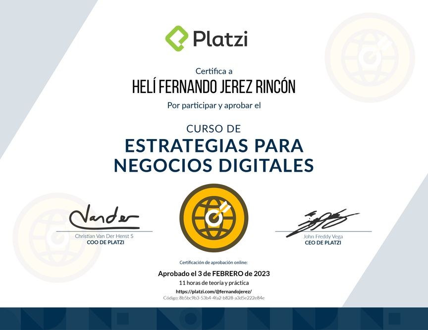 Diploma del Curso de Estrategias para Negocios Digitales